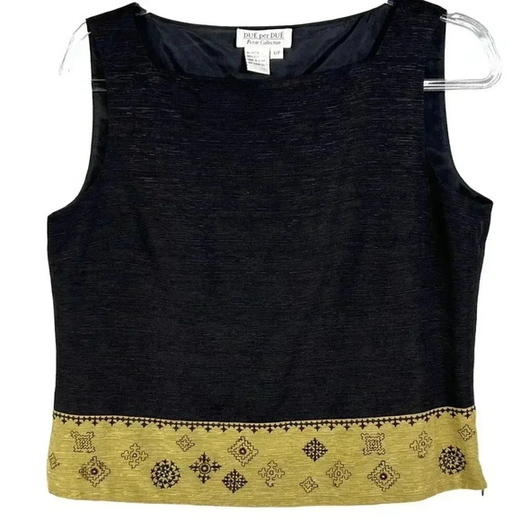 Due per Due Women 10 Bohemian 3 Piece Set 100% Silk Black Gold Embroidered Lined - Picture 3 of 16